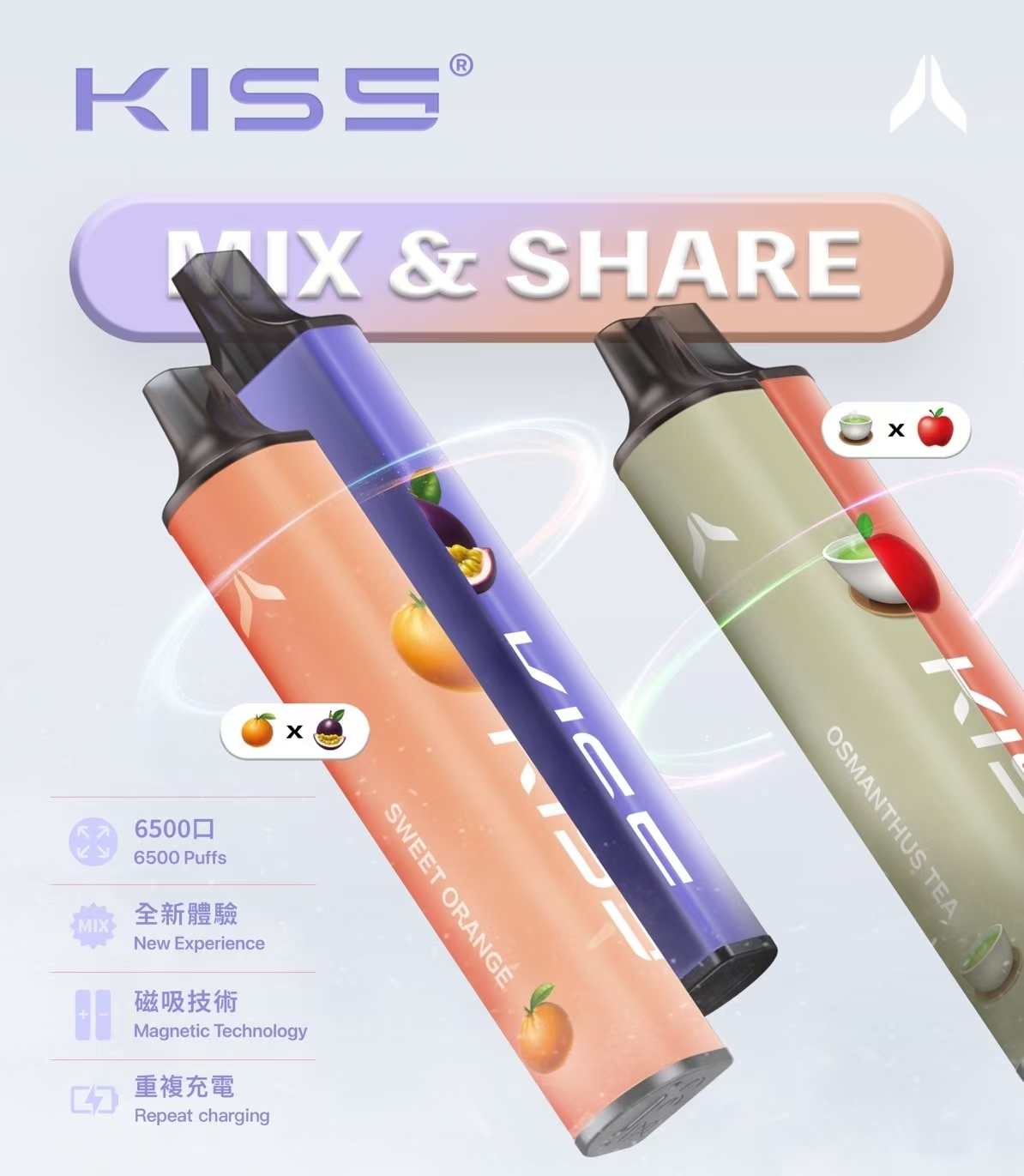 KISS拋棄式-KISS拋棄式電子煙-可磁吸組合口味-6500口 - 图片 4
